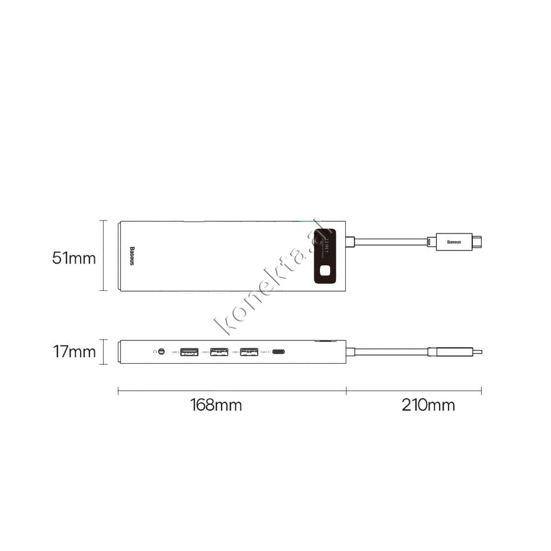 Baseus Type-C Adapter Me 12 Porta Multifunksionale - Thumbnail 22
