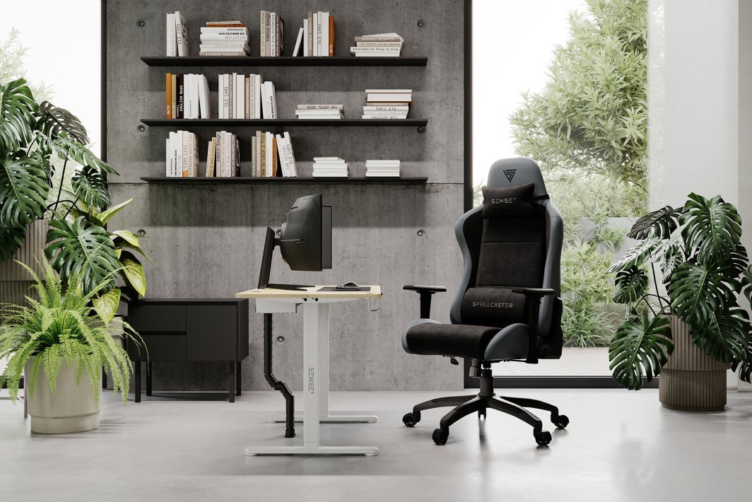 SENSE7 Spellcaster FUKU XL Chair, Material+Leather, Black/Grey - Thumbnail 8