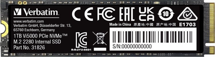 Verbatim Vi5000 SSD, 1TB, M.2 2280 PCI-E x4 Gen4 NVMe - Image 1