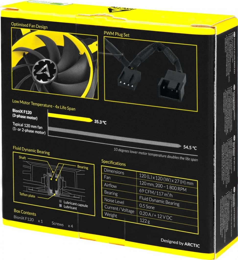 Arctic BioniX P120 Cooler, 120 mm, Yellow - Thumbnail 6