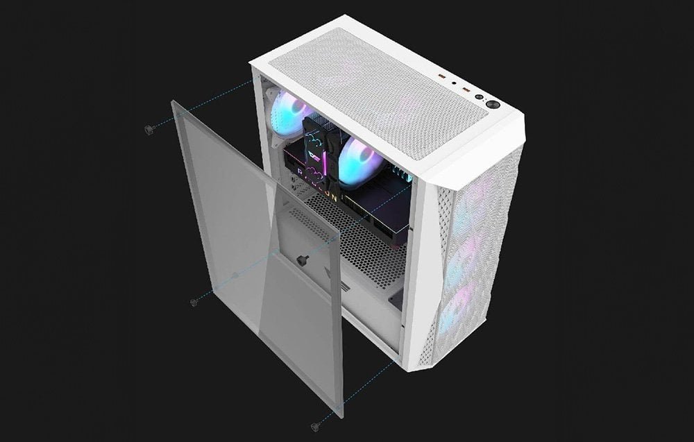 Darkflash DK352 Mesh ARGB Case, White, Midi Tower - Thumbnail 12