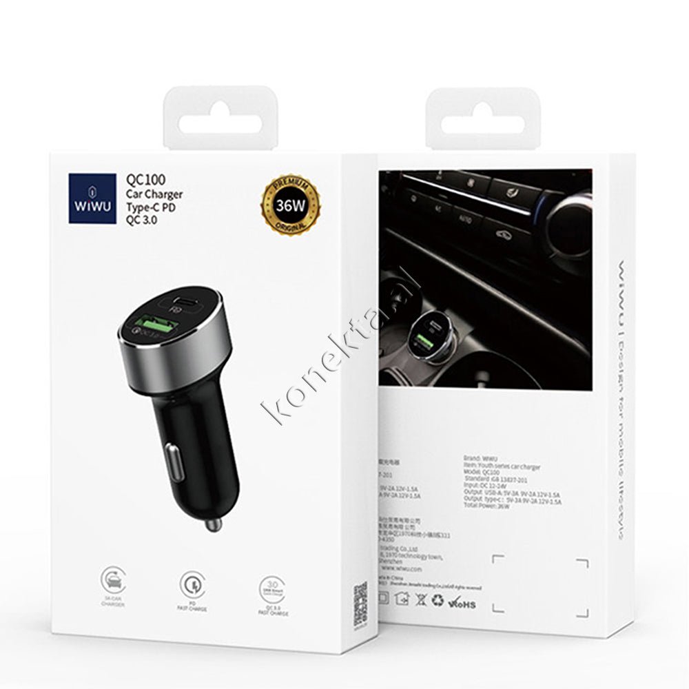 WiWU Car Charger, 30W, Black, Dual USB Ports - Thumbnail 7
