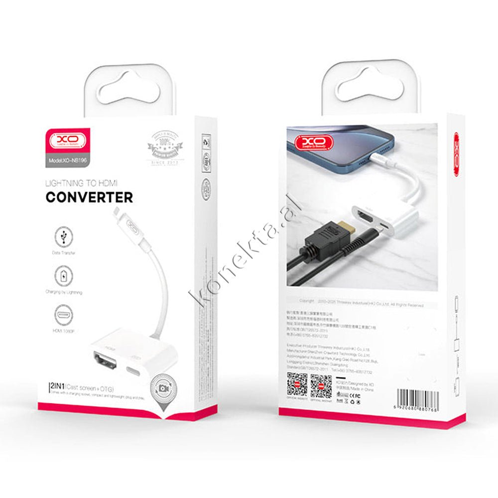 XO Lightning to HDMI Adapter, 15cm - Thumbnail 2