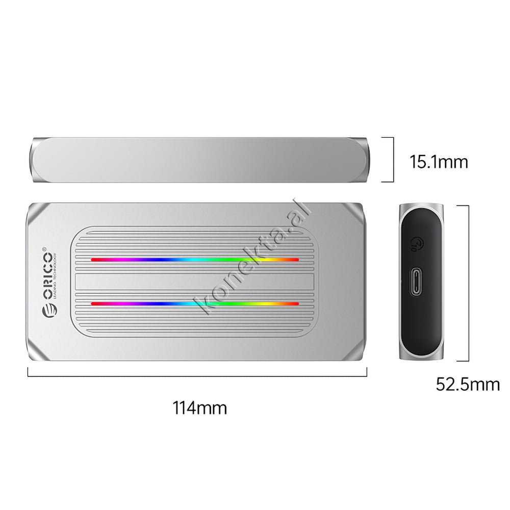 Orico SSD M.2 NVME Enclosure with Type-C Gen 2 Port and RGB Lighting - Thumbnail 3