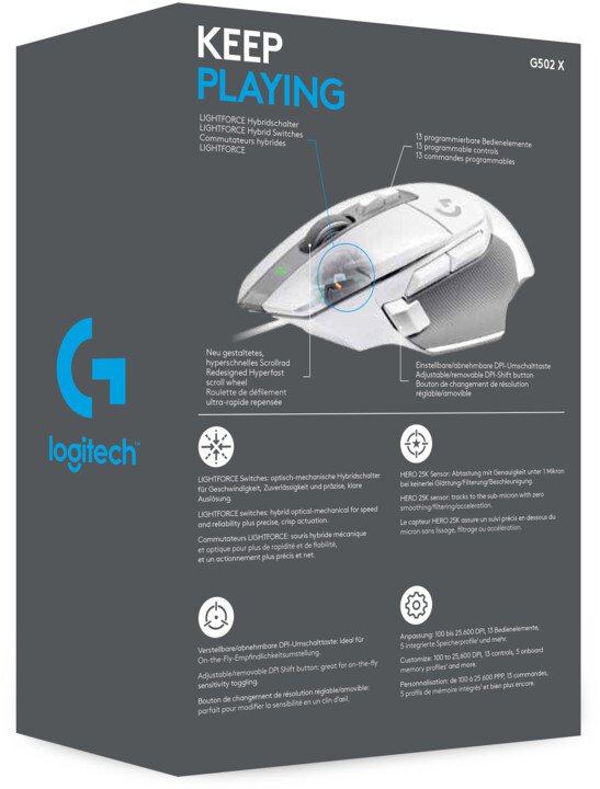 Logitech G502 X Mouse, White - Thumbnail 11