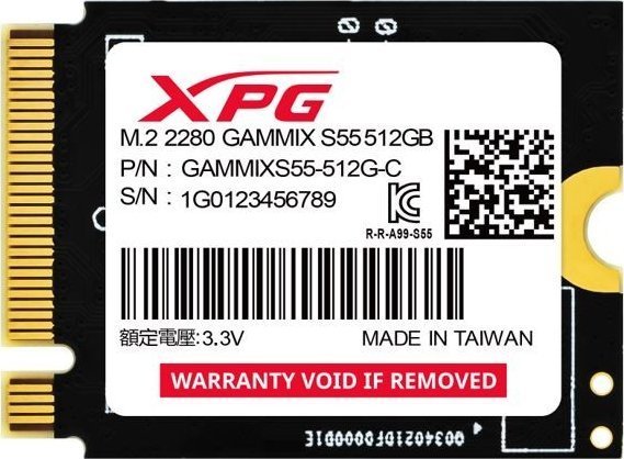 ADATA Gammix S55 SSD, 512GB, M.2 2230 PCI-E x4 Gen4 NVMe - Image 1