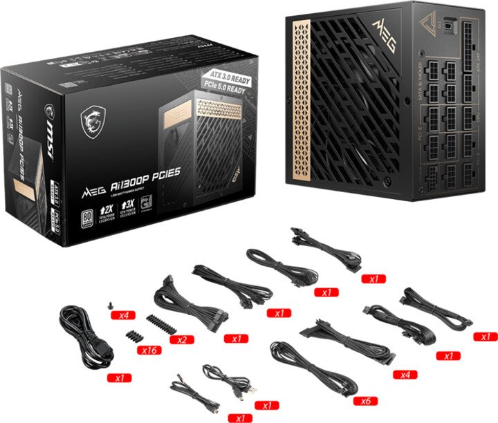 MSI MEG Ai1300P Power Supply, 1300W - Thumbnail 5