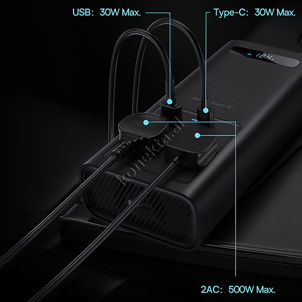 Baseus Konvertues Energjie, 500W, 4 Porta, E Zeze - Thumbnail 14