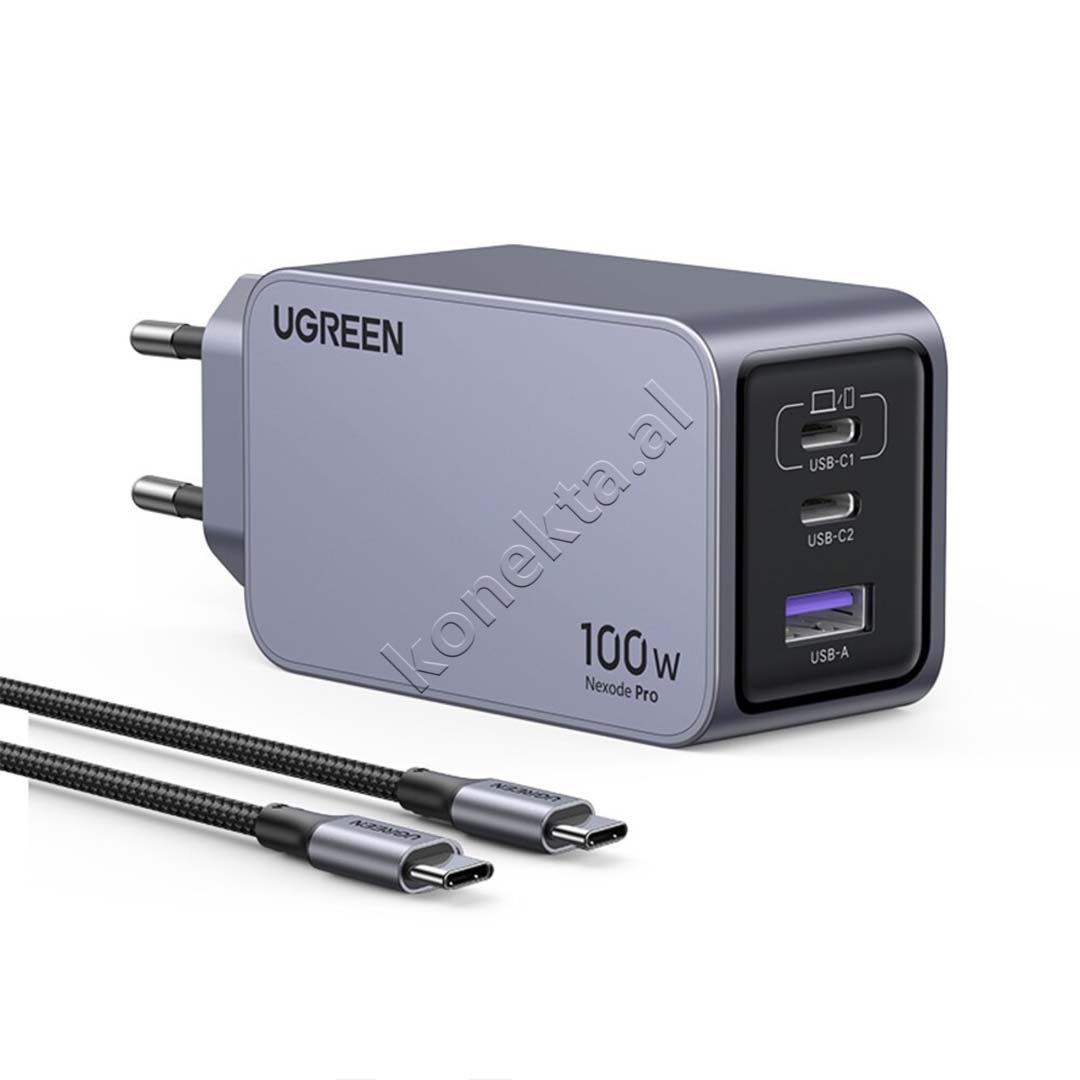 UGreen Nexode Pro 100W Charger, Gray, USB-A & 2xUSB-C - Thumbnail 2