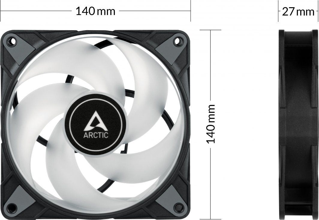 Arctic P14 PWM PST RGB 0dB Fan, 3 copë - Thumbnail 4