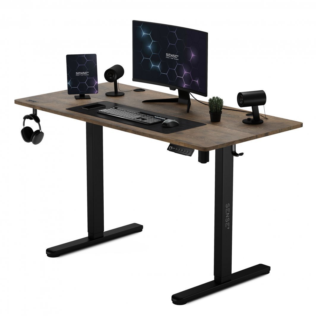 SENSE7 Nojo Electric Table, 120cm x 60cm, Black/Wood - Thumbnail 3