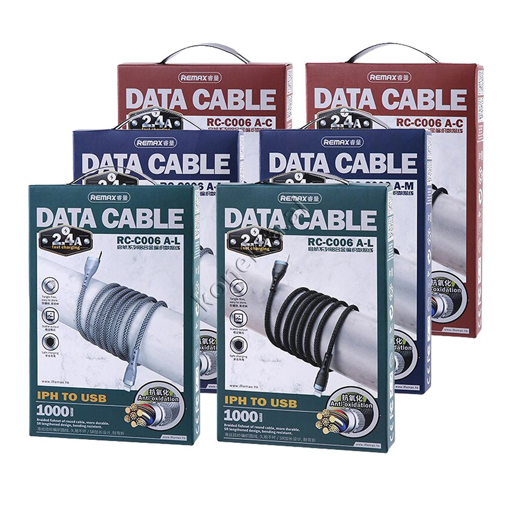 REMAX USB Cable, 1m, Lightning / Type-C / Micro, 2.4A, Black / Silver - Thumbnail 2