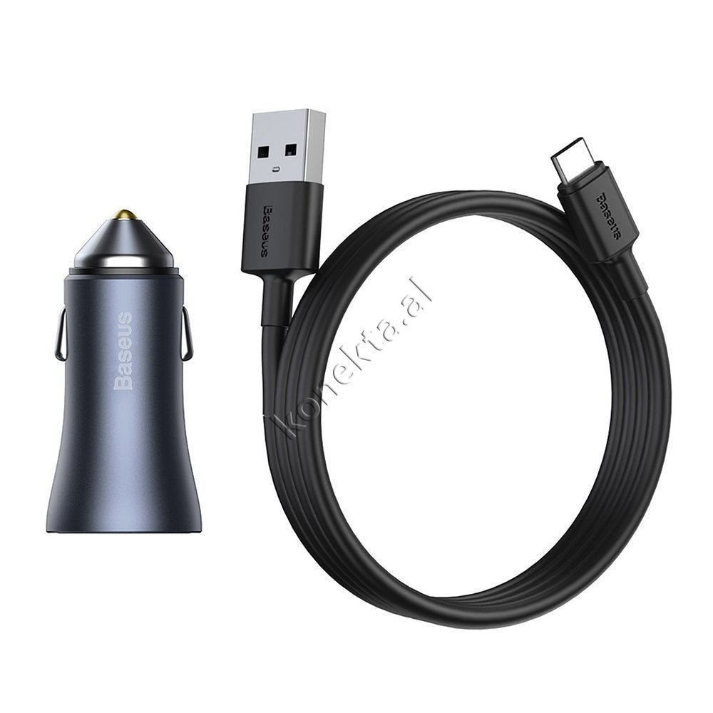 Baseus Car Charger 40W with USB Type-C Cable - Thumbnail 9