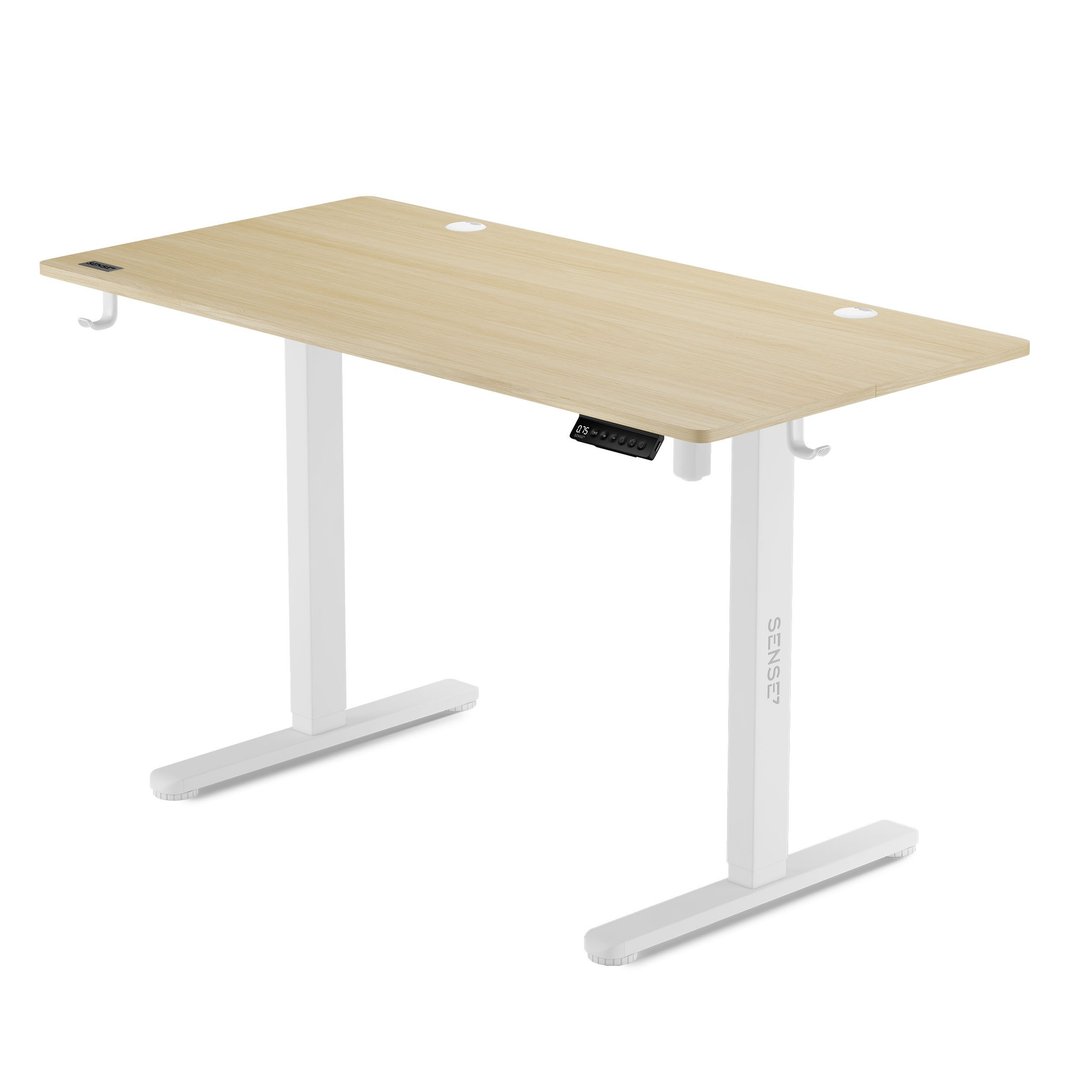 SENSE7 Nojo Electric Table, 120cm x 60cm, White / Light Wood - Image 1