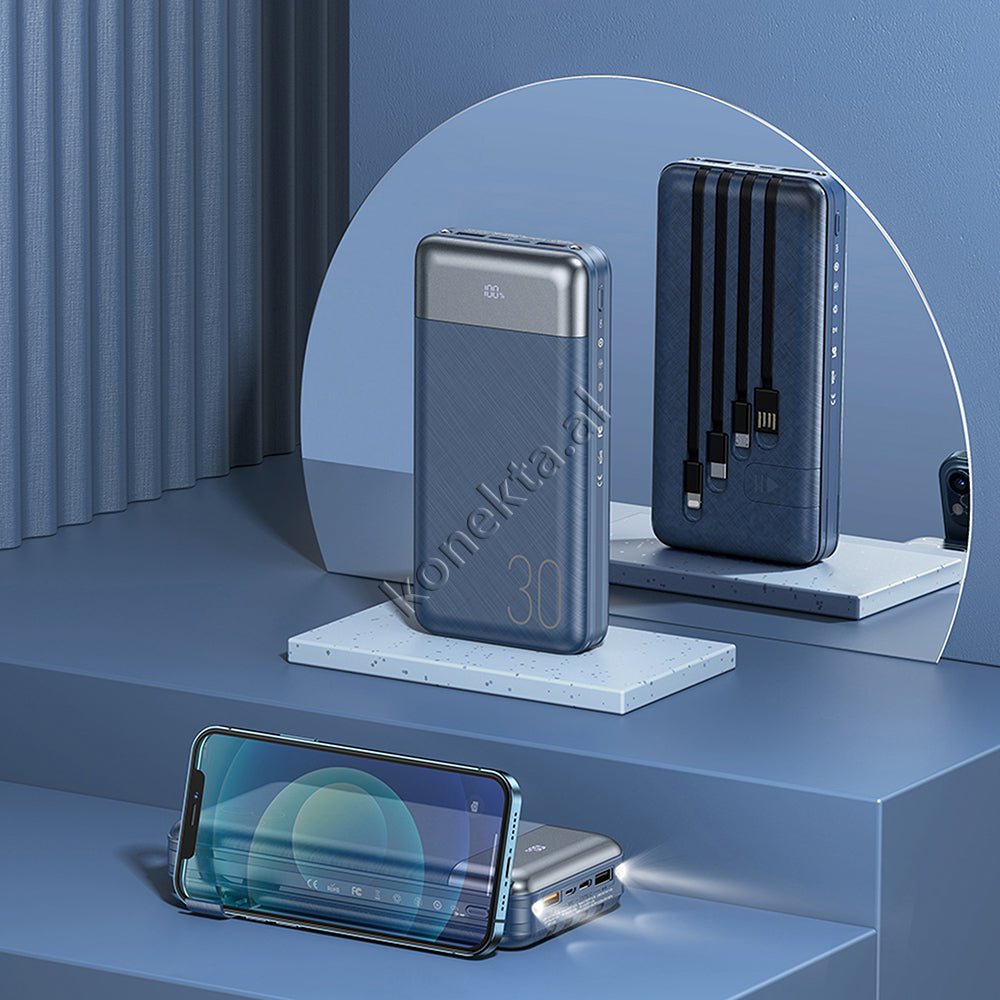 REMAX 30000mAh External Battery, Blue - Thumbnail 3