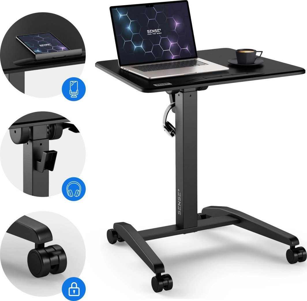 SENSE7 Mobile Table, Black - Thumbnail 2