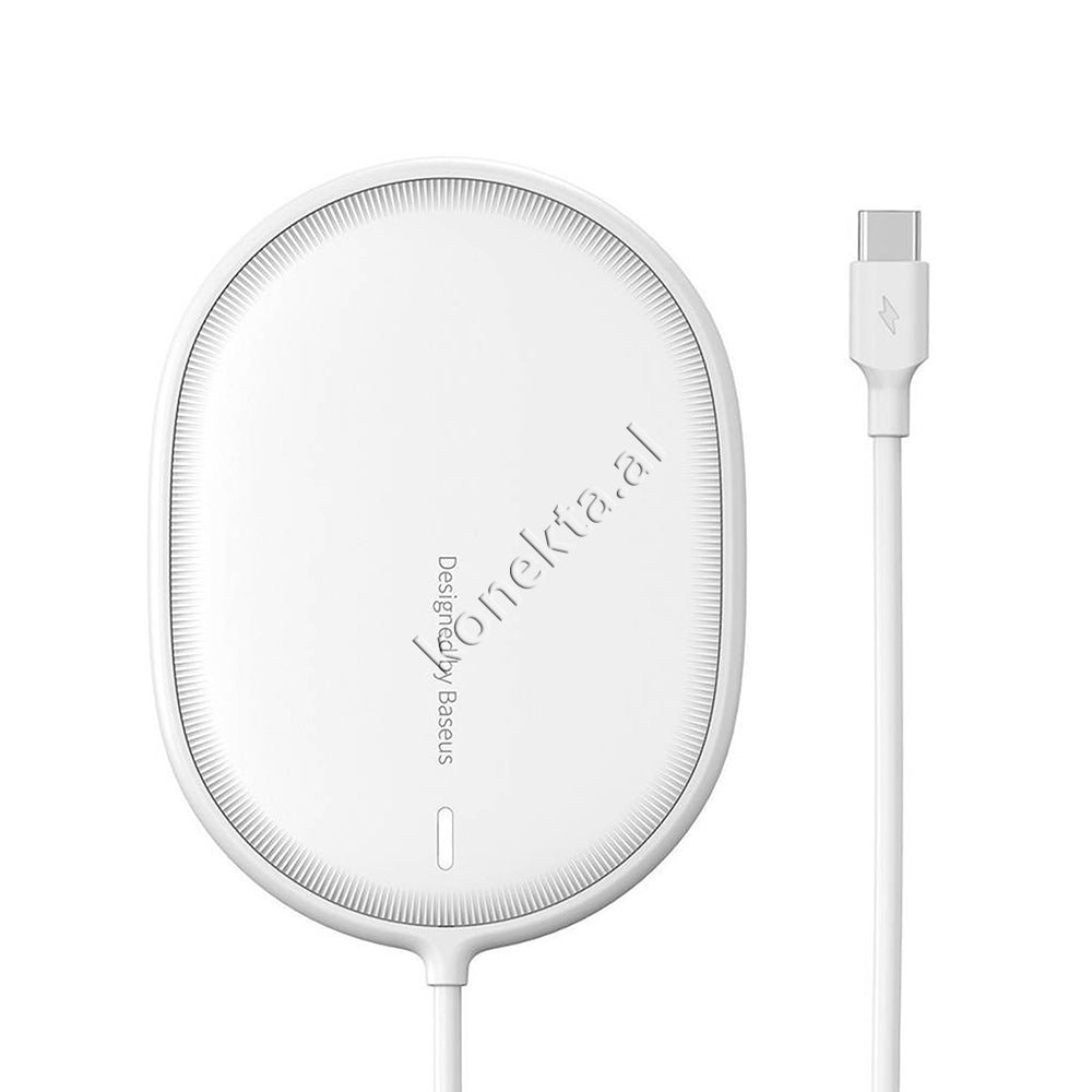Baseus Fast Charge Wireless Charger, White, 15W - Image 1