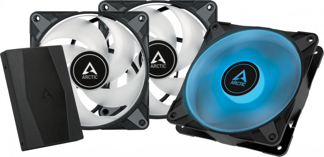 Arctic P12 PWM PST Fan, RGB, 0dB, 3 Pieces, 120mm, 0-2000 RPM, Black - Image 1