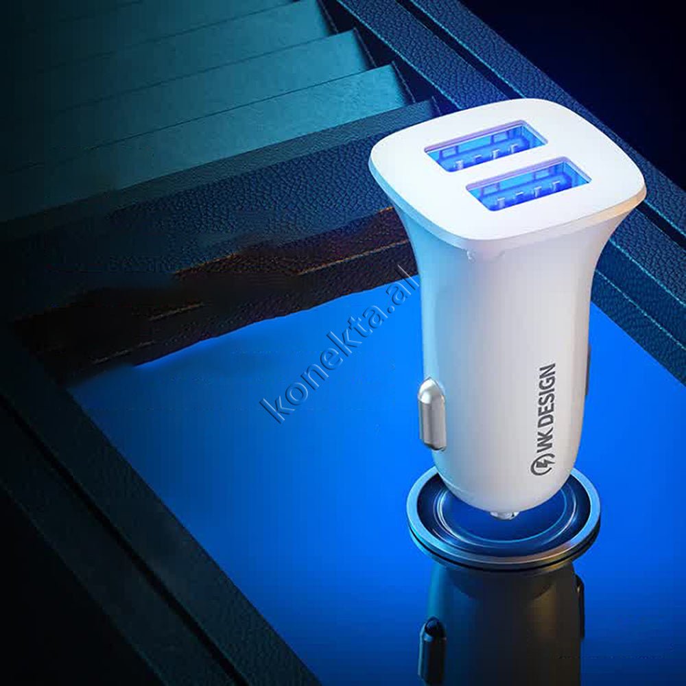 REMAX WK Car Charger Adapter, White, 2 Ports - Thumbnail 3