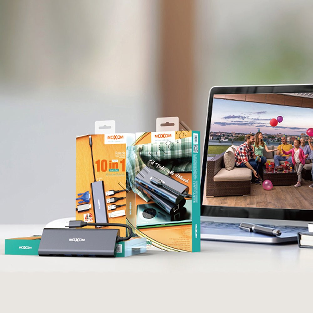 Moxom 10 Ne 1 Adaptor Per Laptop Me Porte Type-c - Thumbnail 9