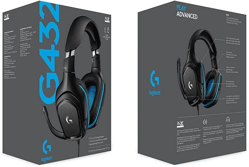 Logitech G432 Gaming Headset, Black/Blue - Thumbnail 2