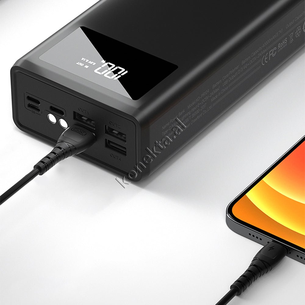 XO 50000mAh Power Bank, 4 Ports, Black - Thumbnail 4