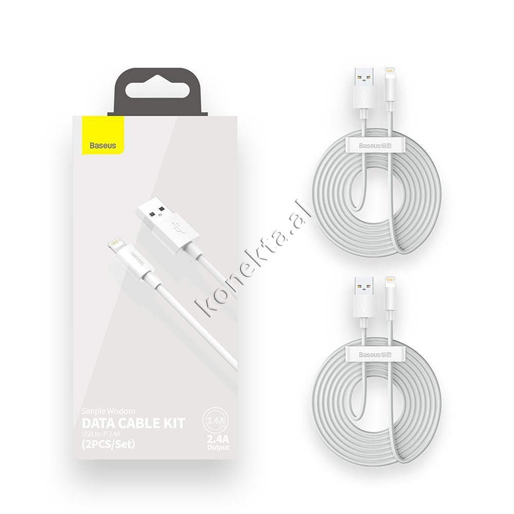 Baseus Lightning Charging Cable, 1.5m, 2.4A, White - Thumbnail 2