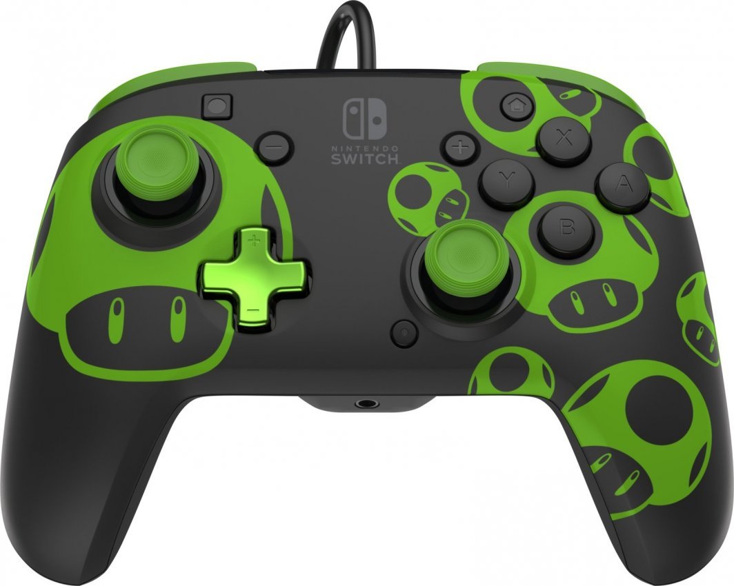 PDP Rematch 1Up Glow In The Dark Controller, Wired, Black / Green - Image 1