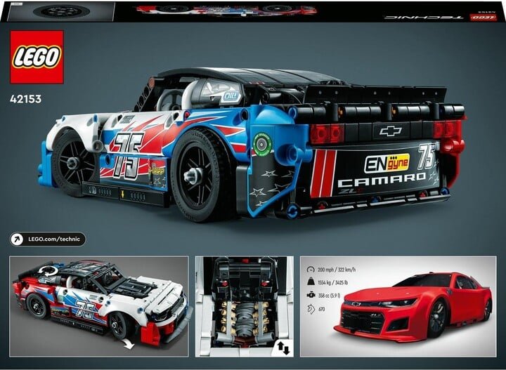 LEGO Technic 42153 NASCAR Next Gen Chevrolet Camaro ZL1 Set, 672 Pieces - Thumbnail 10