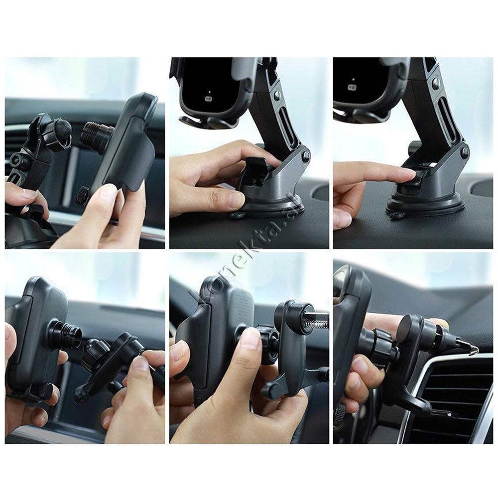 Baseus Mbajtese Celulari Me Sensor Rreze Infra Te Kuqe Per Makine + Karikues Wireless 15w - Thumbnail 14