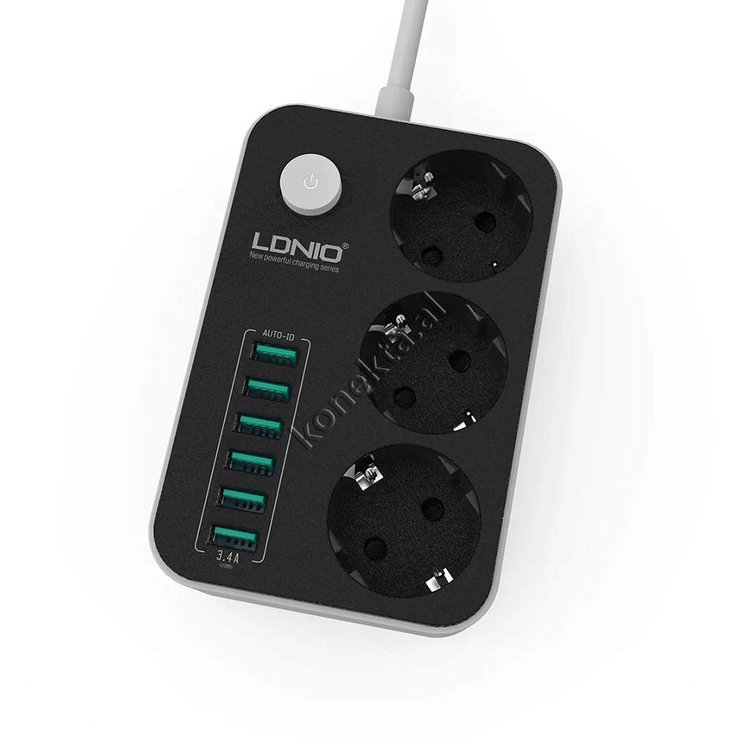 LDNIO Multiprize Power Strip, 3 Vendeshe, 6 Porta USB, Njohje Inteligjente, Karikim Te Shpejte - Thumbnail 10