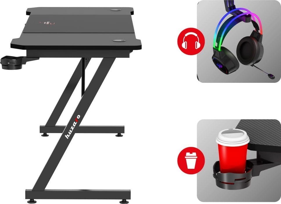 Huzaro Hero 4.8 Gaming Table, 160x60cm, Black - Thumbnail 11