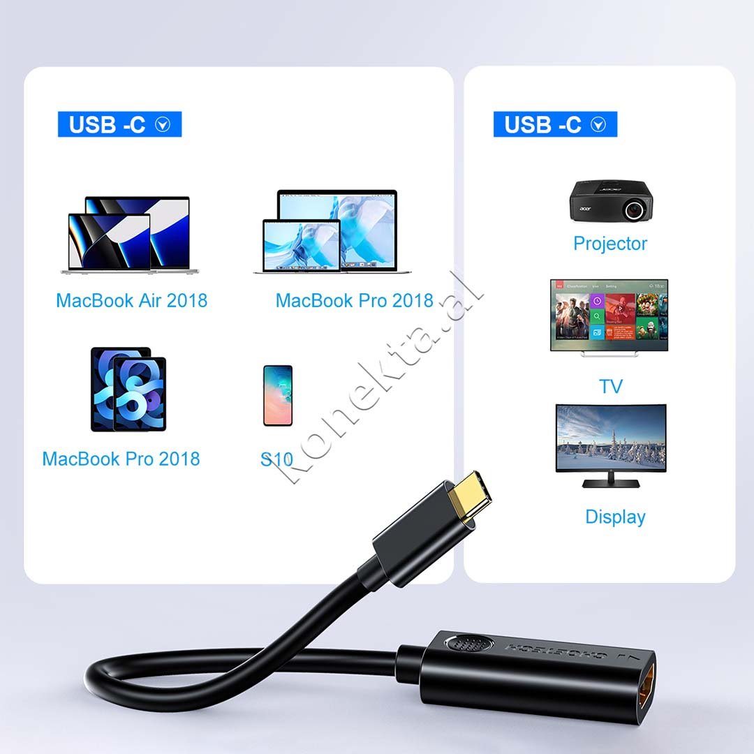 Choetech Type-C to HDMI Adapter, 24cm, Black - Thumbnail 9