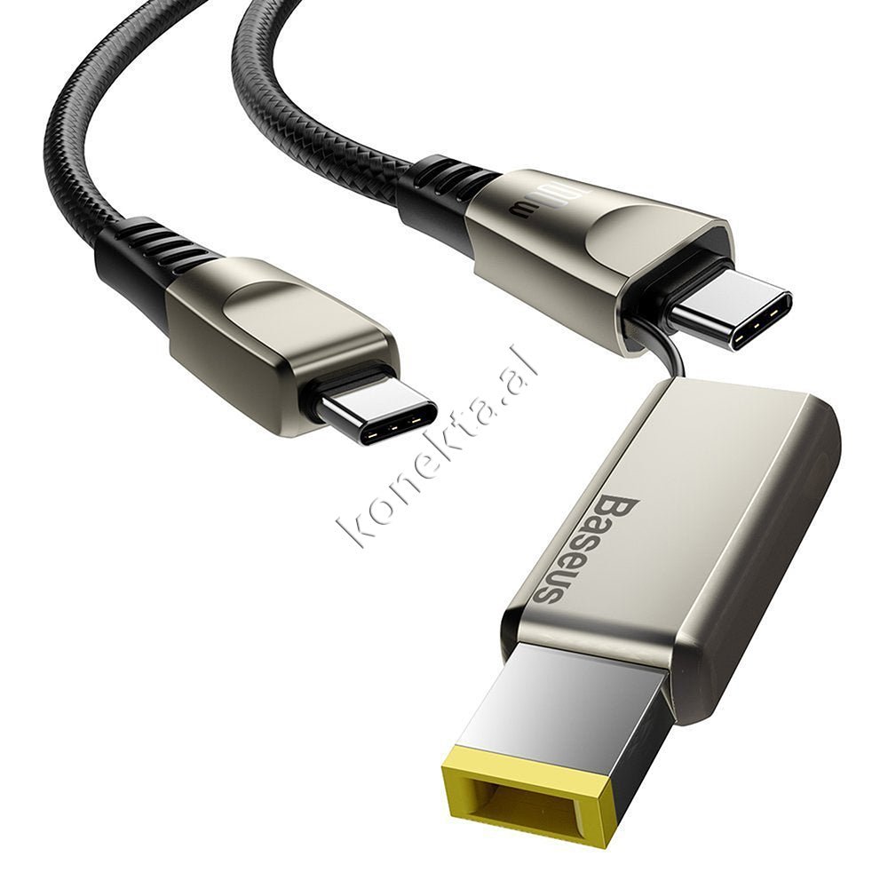 Baseus 2 Ne 1 Type-C Dhe Adaptor Laptopi Lenovo Cable, 100W, 2m, Black - Thumbnail 4