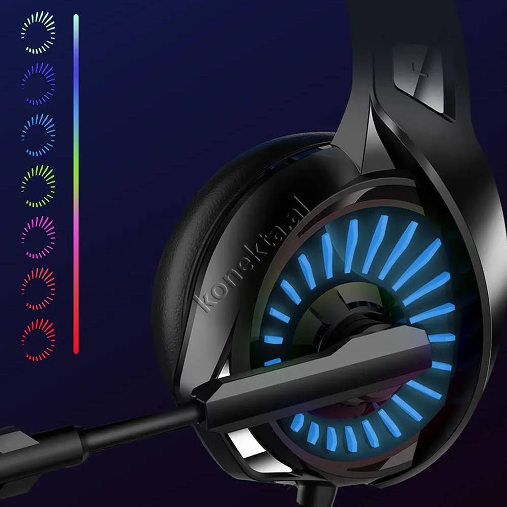 XO Gaming Headphones with RGB Lights, Aux 3.5mm Jack, Extra Bass and HD Microphone - Thumbnail 6