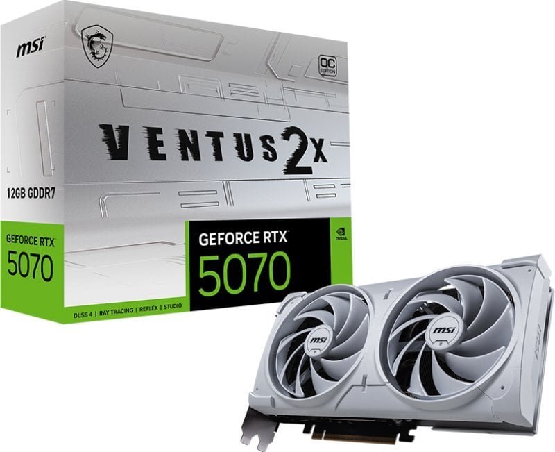 MSI GeForce RTX 5070 Ventus 2X OC Graphics Card, White, 12GB GDDR7 - Image 1