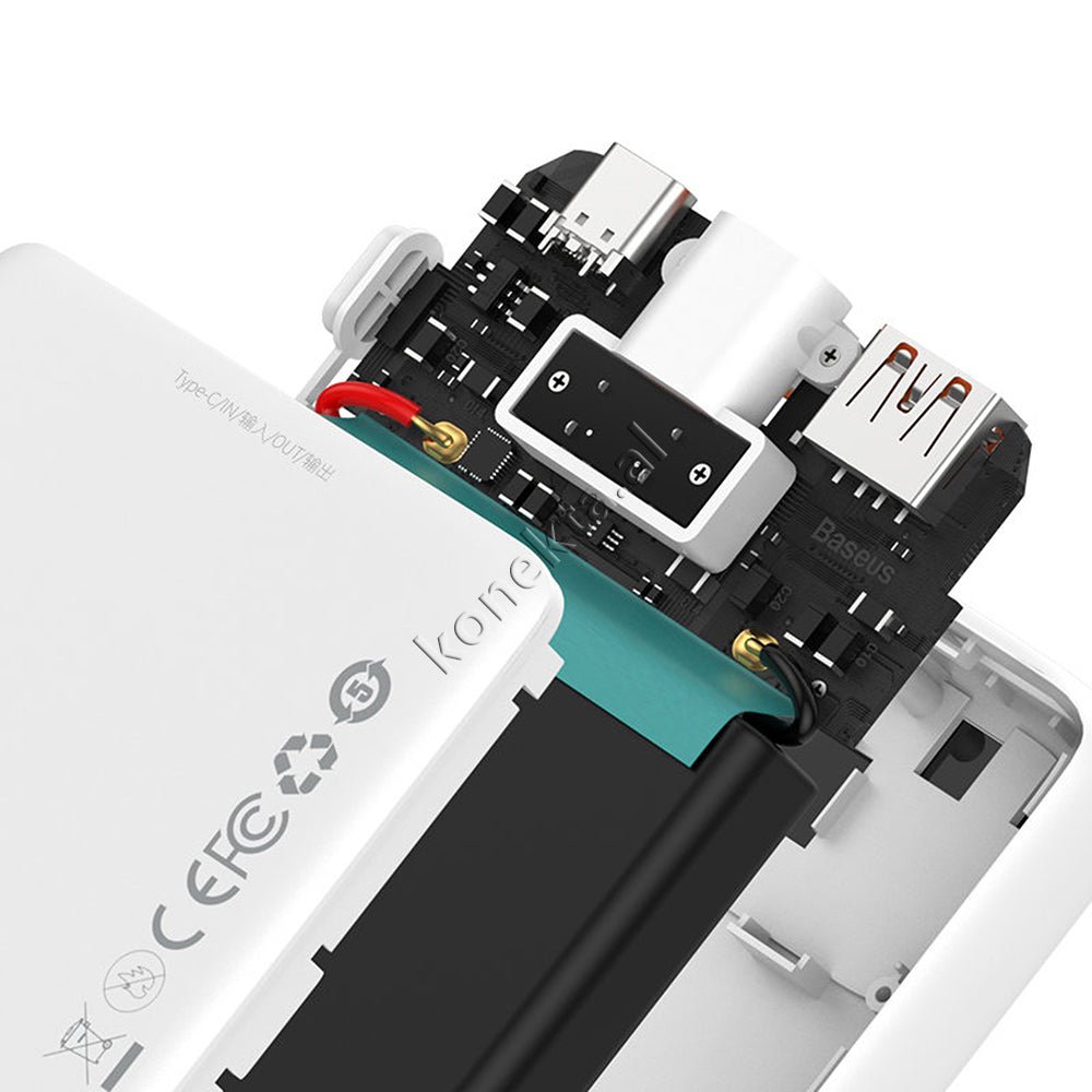 Baseus Battery, 10000mAh & 20000mAh, Black / White, 2 Ports and 1 Type-C Cable - Thumbnail 7