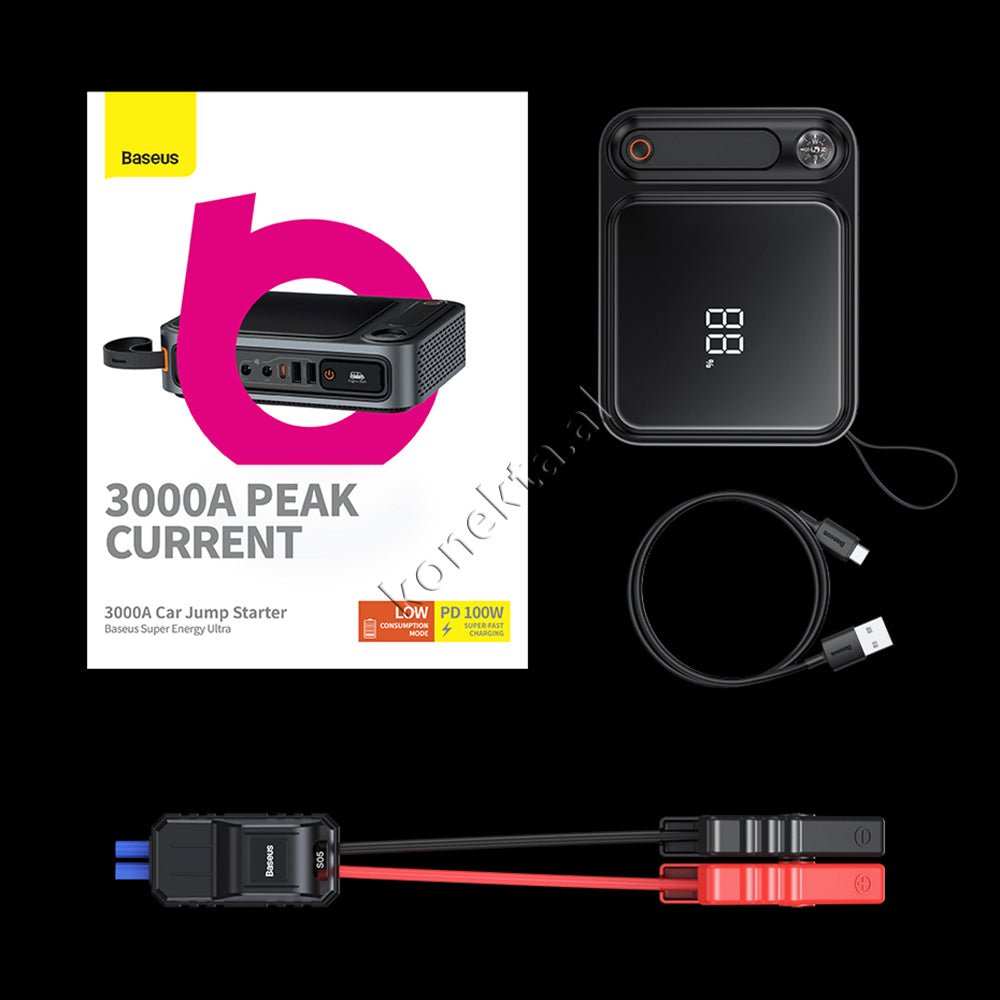 Baseus Multifunctional External Starter Battery, 26800mAh, Black - Thumbnail 18