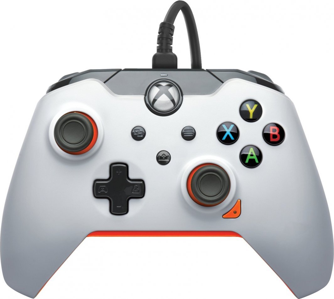 PDP Atomic White Controller, Wired, White / Orange - Image 1