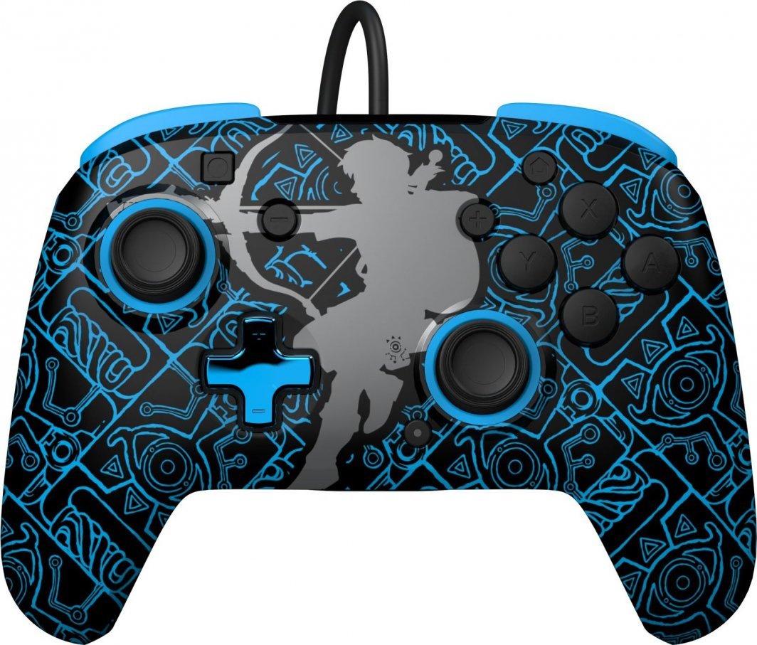 PDP Rematch Zelda Sheikah Shoot Glow Controller, Black / Blue, Wired - Image 1