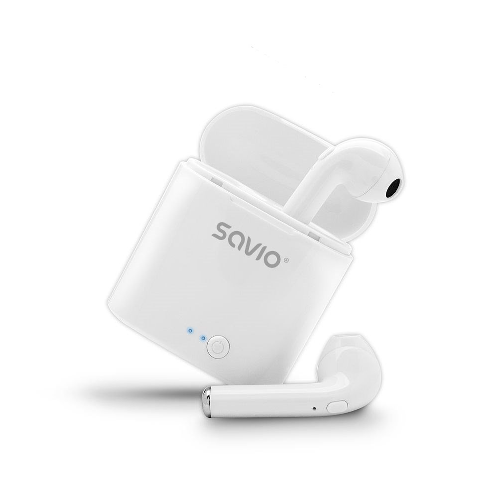 Savio TWS-01 Earbuds, Wireless, White - Thumbnail 3