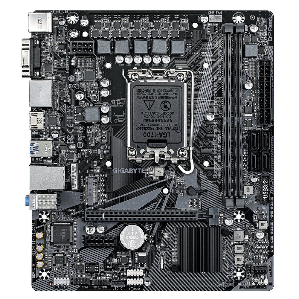 Gigabyte H610M S2H V3 Motherboard, DDR4, Micro ATX, LGA1700, Black - Thumbnail 2