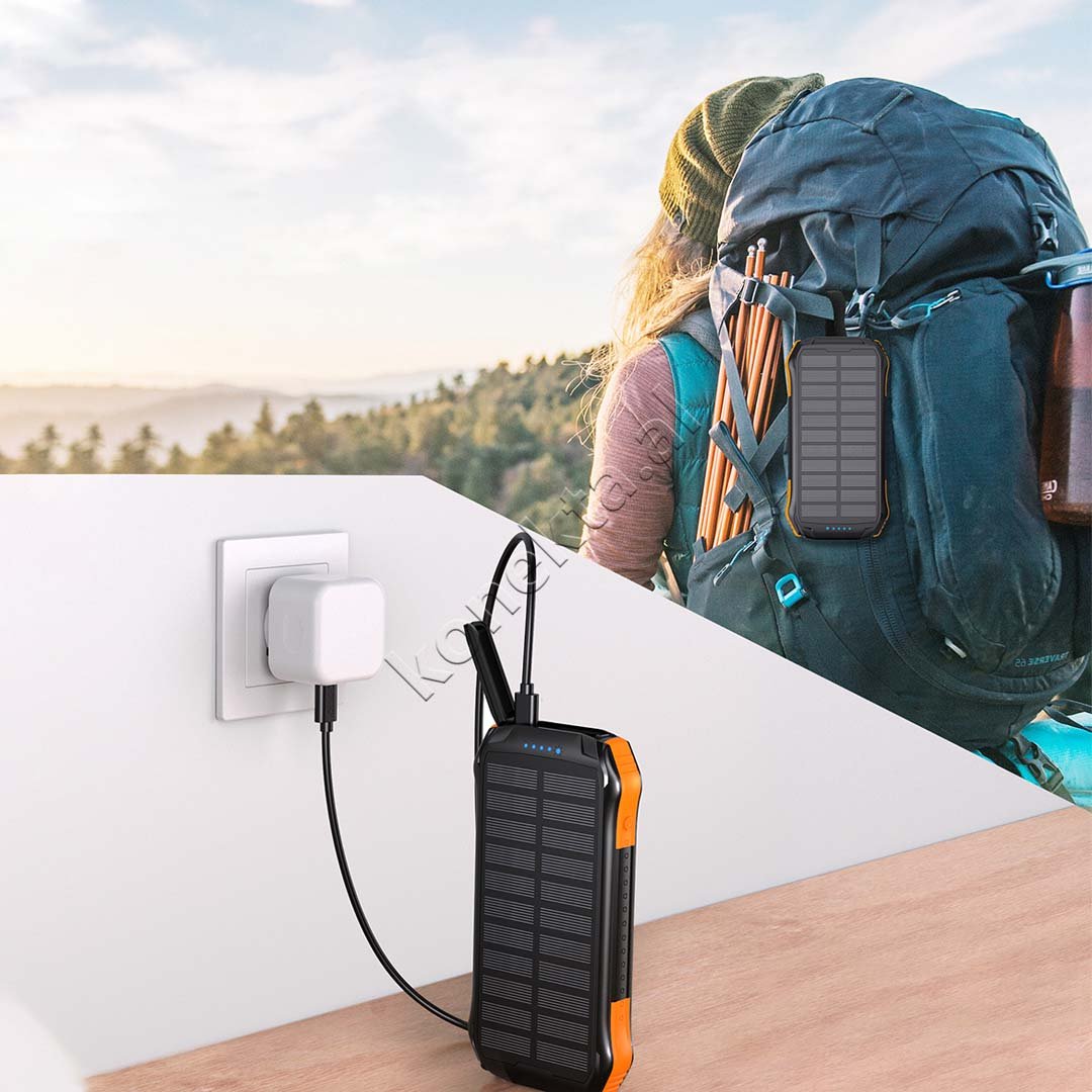 Choetech 10000mAh Solar Panel Power Bank, Black, Orange, White, Blue, Green - Thumbnail 7