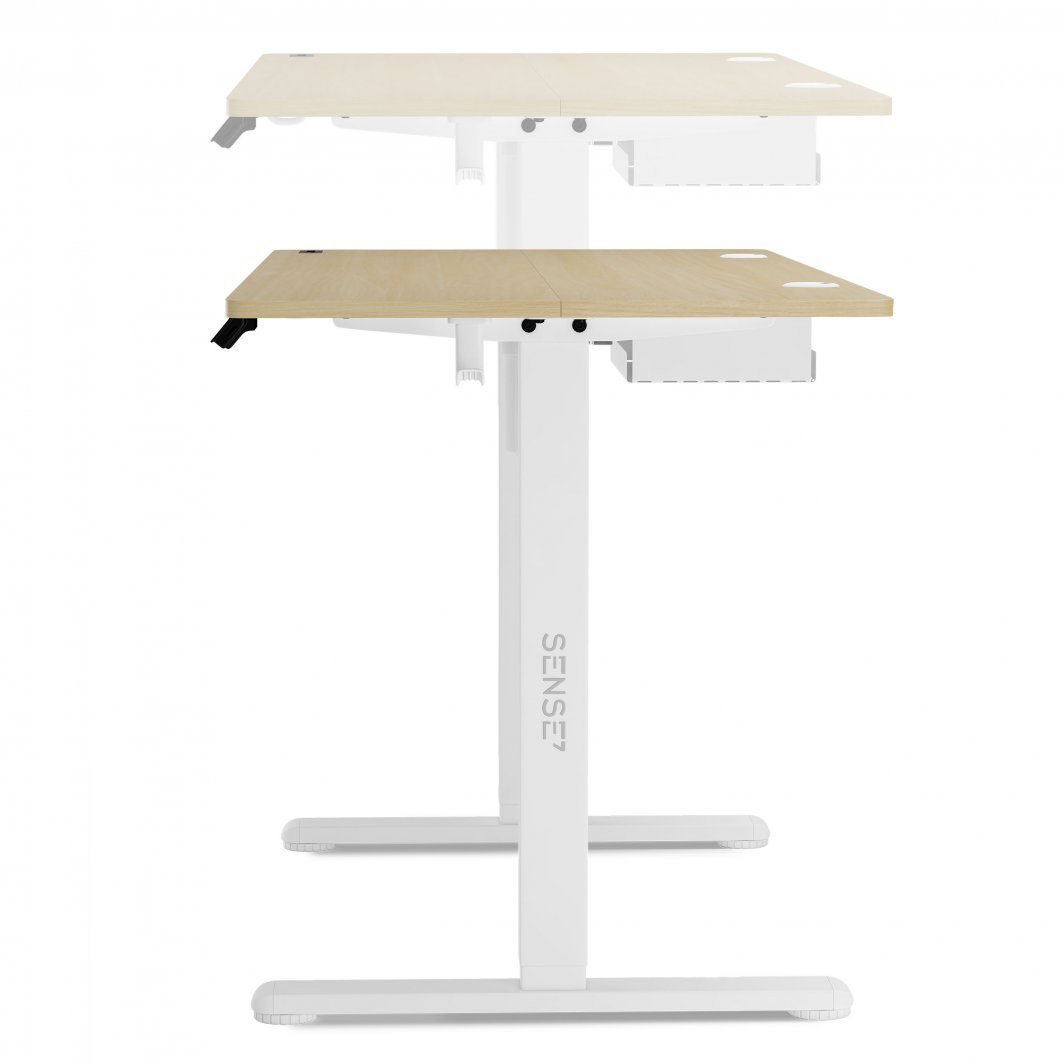 SENSE7 Nojo Electric Table, 120cm x 60cm, White / Light Wood - Thumbnail 5