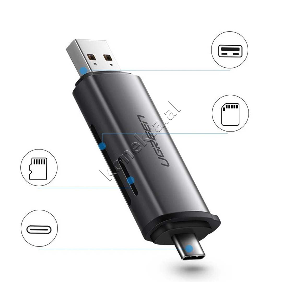 UGreen Adaptor Me Portë USB-A Dhe USB-C Për Kartë TF Dhe SD - Thumbnail 3