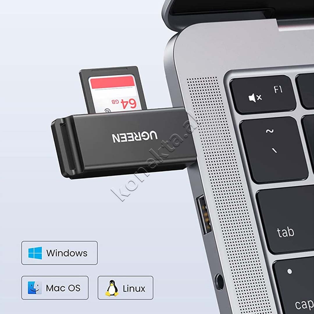 UGreen USB Card Reader, Black - Thumbnail 6