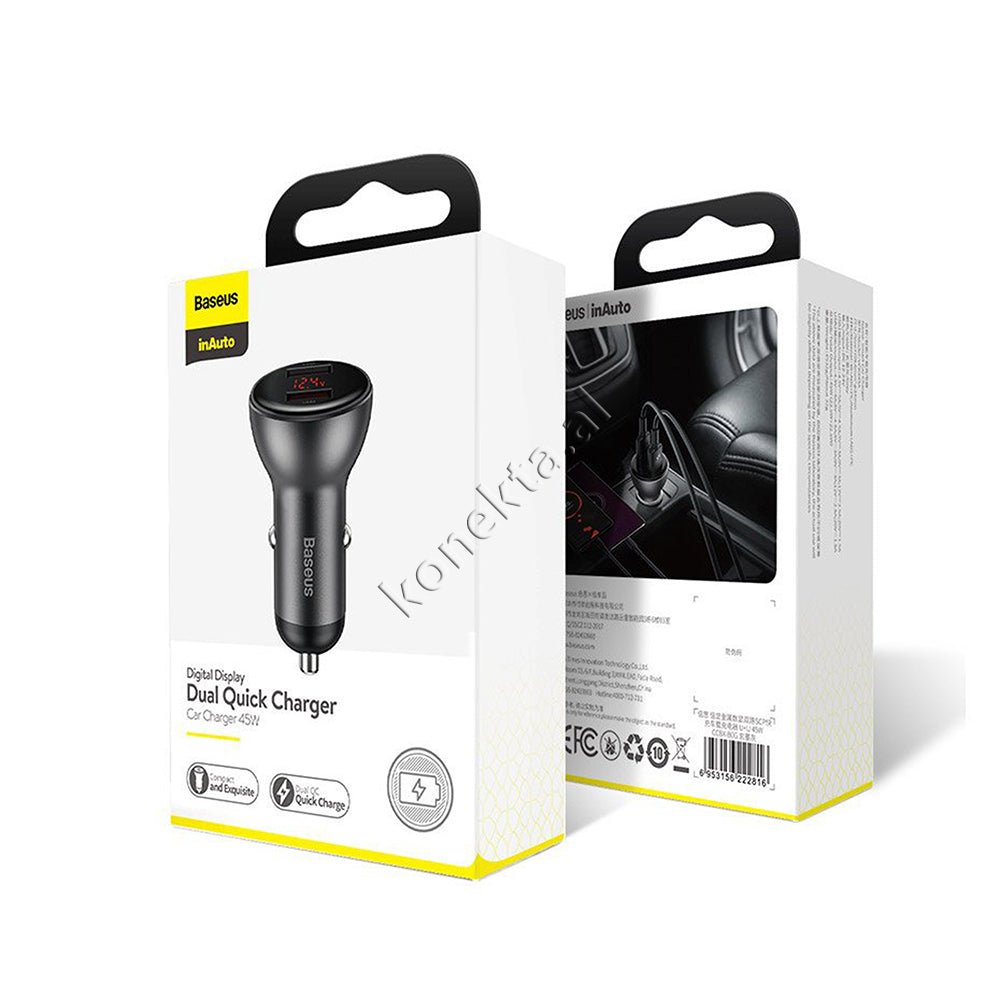 Baseus 45w Car Charger Adapter, Black, Dual Port - Thumbnail 12