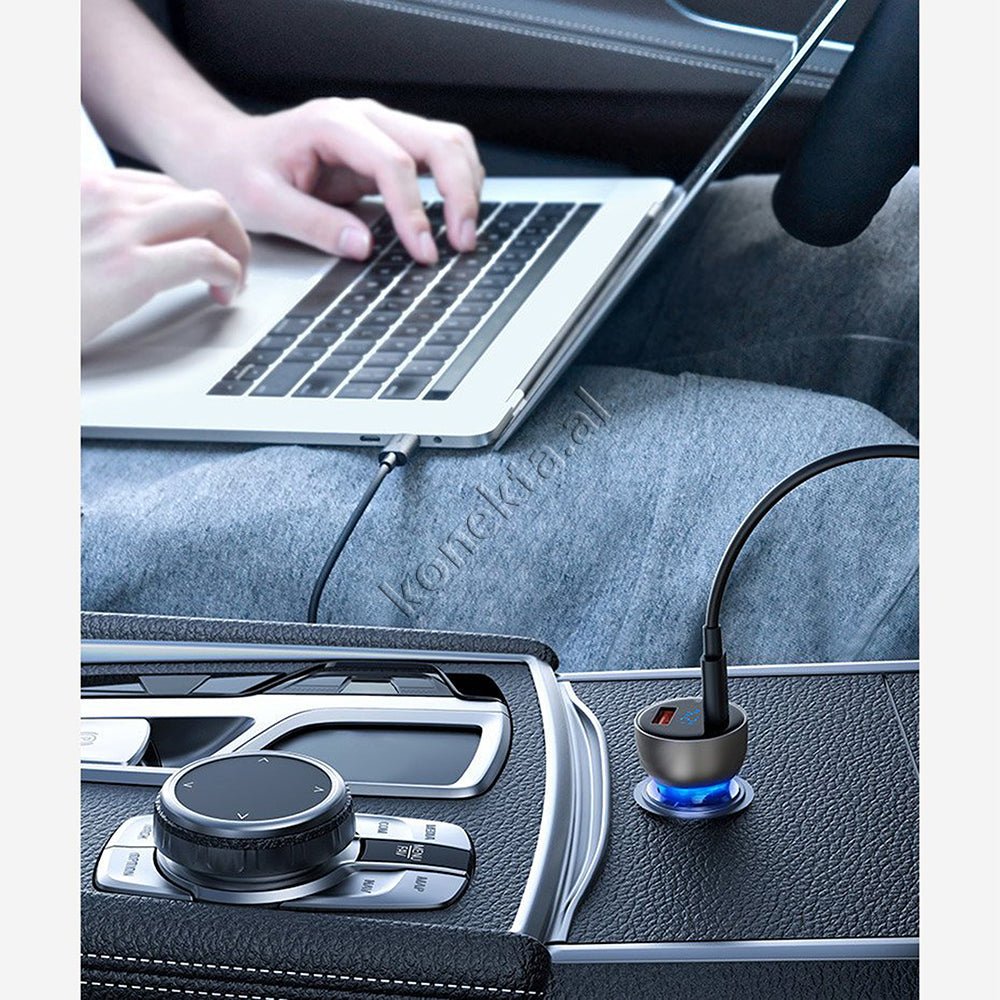 Baseus Digital Display Car Charger, 65W, 2 USB Ports, Type-C, Black/Grey - Thumbnail 14