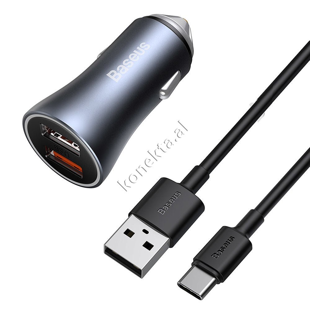 Baseus Car Charger 40W with USB Type-C Cable - Image 1