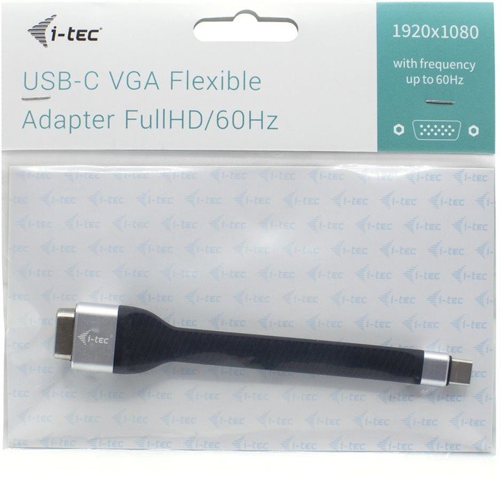 I-Tec USB-C VGA Adapter, 1920x1080p 60Hz, Black and Silver - Thumbnail 4